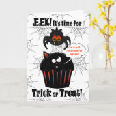 Cute Spider en Cupcake Custom Halloween Kaart (Gele Bloem)