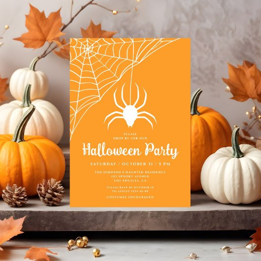 Cute Spider Halloween Party Invitation