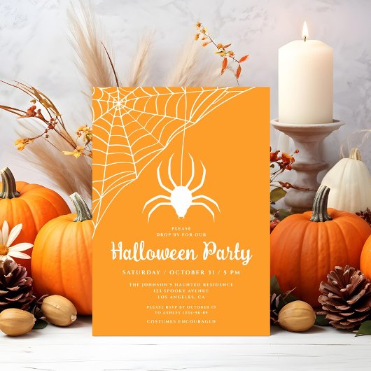 Cute Spider Halloween Party Invitation