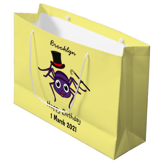 Cute spin in bovenste hoed cartoon groot cadeauzakje (Voorkant Gekanteld)