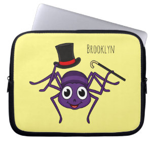 Cute spin in bovenste hoed cartoon laptop sleeve