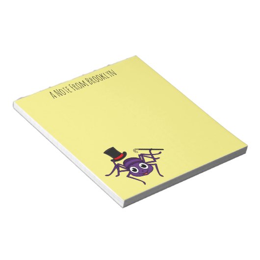 Cute spin in bovenste hoed cartoon notitieblok (Schuin)