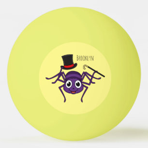 Cute spin in bovenste hoed cartoon pingpongballen