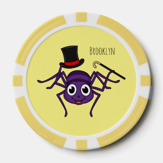 Cute spin in bovenste hoed cartoon poker chips (Voorkant)