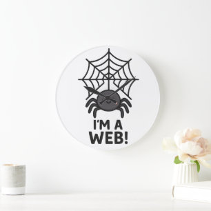 Cute Spin Sticker 🕷️✨ Cartoon Webplezier" Grote Klok
