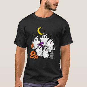 Cute spookkatten en pompoenen Kerkhof Pret Hallowe T-shirt