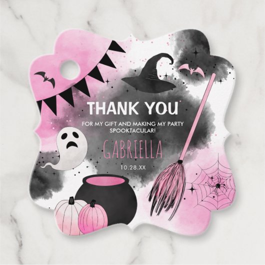 Cute Spooktacular Halloween Birthday Bedankt Bedankjes Labels (Voorkant)