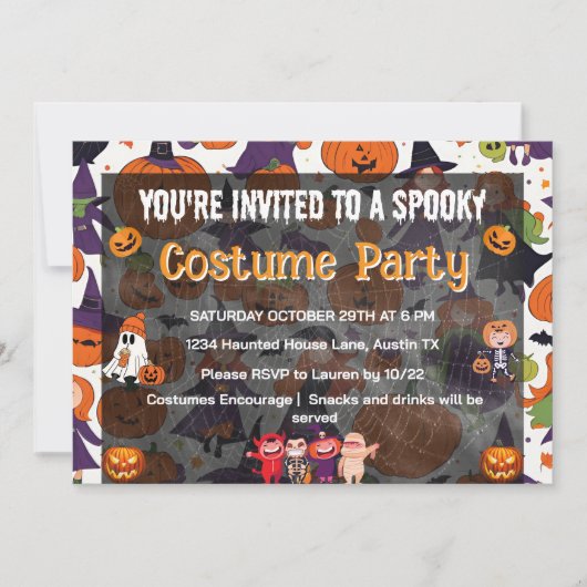Cute Spooktacular kids Costume Party Invitation (Devant)