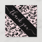Cute & Spooky Girly Halloween Boo Dank je wel. Vierkante Visitekaartje (Voorkant)