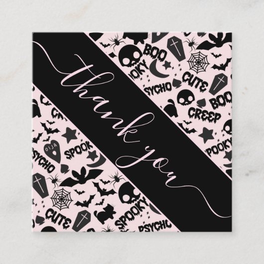 Cute & Spooky Girly Halloween Boo Dank je wel. Vierkante Visitekaartje (Voorkant)