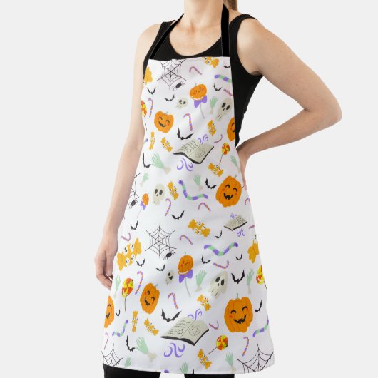 Cute Spooky Halloween Candy and Pumpkins Pattern Schort (Insitu)