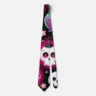 Cute Spooky Halloween Pattern with Ghosts, Skulls Stropdas