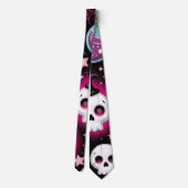 Cute Spooky Halloween Pattern with Ghosts, Skulls Stropdas (Achterkant)