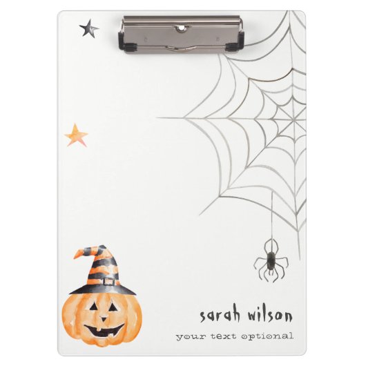 Cute Spooky Halloween Pumpkin Spider Web Stars Klembord (Voorkant)