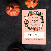 Cute Spooky Halloween Wreath Blush Baby shower Kaart