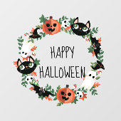 Cute Spooky Happy Halloween Wreath Raamsticker (Vel)