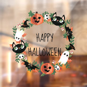 Cute Spooky Happy Halloween Wreath Raamsticker (Vel 2)
