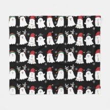Cute Spooky Kerstmis Ghost Fleece Blanket