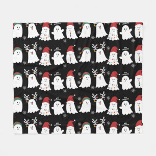 Cute Spooky Kerstmis Ghost Fleece Blanket