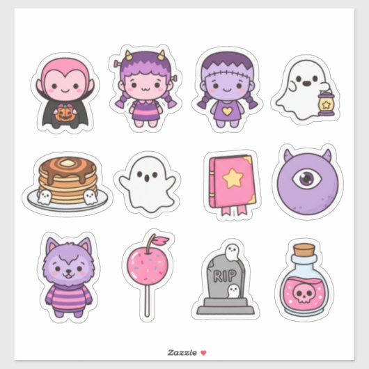 Cute Spooky Little Monsters And Treats Stickers (Vel)