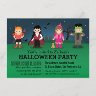 Cute Spooky Monsters Halloween Party Kaart