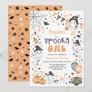 Cute Spooky One Halloween Ghost 1st Birthday Kaart