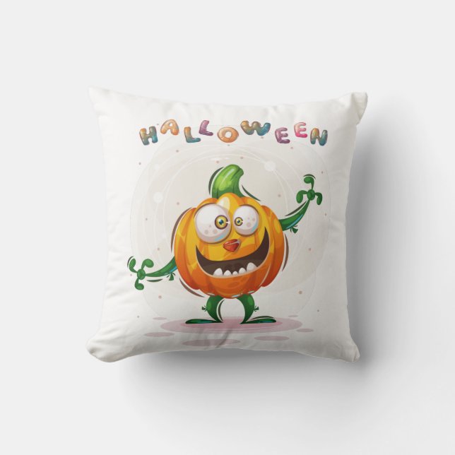 Cute Spooky Pumpkin Halloween gekleurd Kussen (Voorkant)