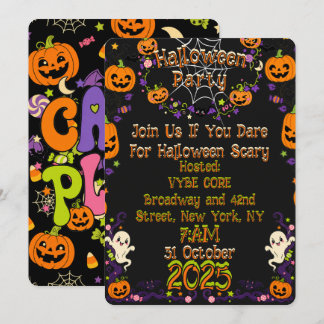Cute Spooky Retro Kawaii Halloween Kinderfeestje Kaart