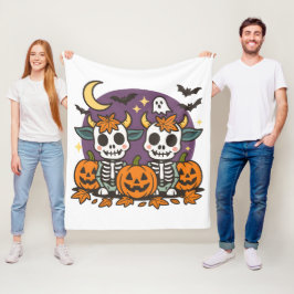 Cute Spooky Skeleton Cows Fleece Blanket Deken
