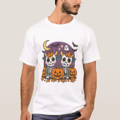Cute Spooky Skeleton Cows with Pumpkins T-Shirt (Devant)