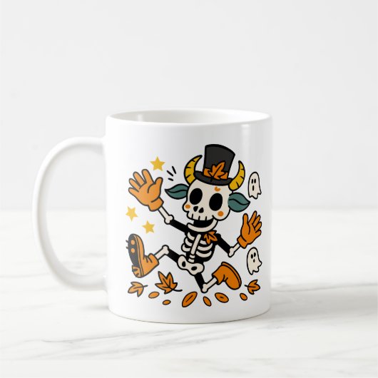 Cute Spooky Skeleton Goat Classic Mug, 11 oz Koffiemok (Links)