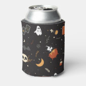 Cute Spooky Whimsical Halloween Pattern Achtergron Blikjeskoeler (Blikje Achterkant)