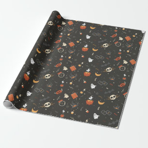 Cute Spooky Whimsical Halloween Pattern Achtergron Cadeaupapier