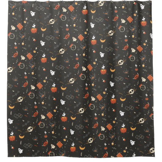 Cute Spooky Whimsical Halloween Pattern Achtergron Douchegordijn (Voorkant)