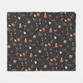Cute Spooky Whimsical Halloween Pattern Achtergron Fleece Deken (Voorkant (Horizontaal))
