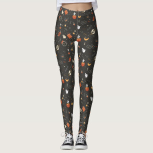 Cute Spooky Whimsical Halloween Pattern Achtergron Leggings