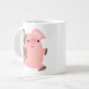 Cute Sporty Cartoon Pig Extra Grote Mok