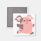 Cute Sporty Cartoon Pig Magnet Magneet (Voorkant / Achterkant)