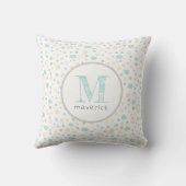 Cute Spots Deel Mint Geel Grijs Baby Monogram Kussen (Achterkant)