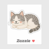 Cute Spotted Gray Tabby Cat Sleeping Sticker (Vel)