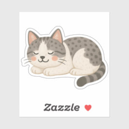 Cute Spotted Gray Tabby Cat Sleeping Sticker