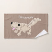 Cute spotted tan gecko cartoon illustration bad handdoek (Handdoek)