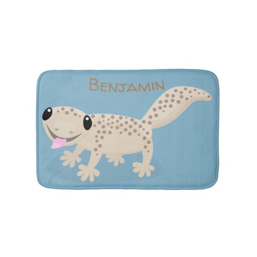 Cute spotted tan gecko cartoon illustration badmat (Voorkant)