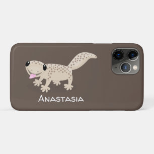 Cute spotted tan gecko cartoon illustration iPhone 11 pro hoesje