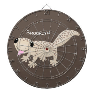 Cute spotted tan gecko cartoon illustration dartbord
