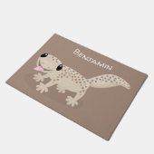 Cute spotted tan gecko cartoon illustration deurmat (Schuin)