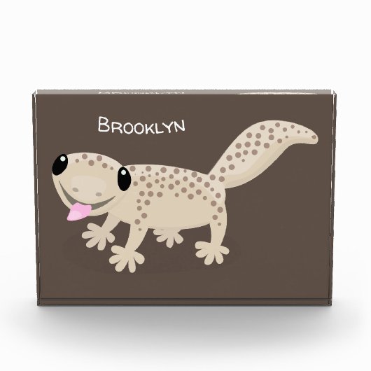 Cute spotted tan gecko cartoon illustration fotoblokken (Voorkant)