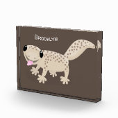 Cute spotted tan gecko cartoon illustration fotoblokken (Rechts)