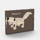 Cute spotted tan gecko cartoon illustration fotoblokken (Links)
