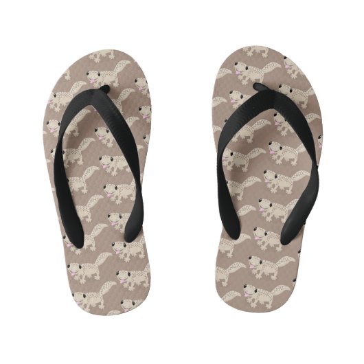 Cute spotted tan gecko cartoon illustration kinder teenslippers (Voetbed)